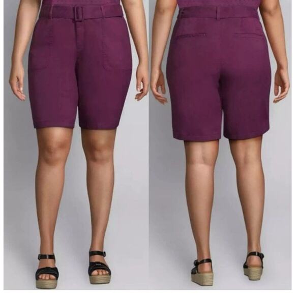Lane Bryant Bermuda Purple Belted Shorts Pockets NWT size 20 - Picture 11 of 12